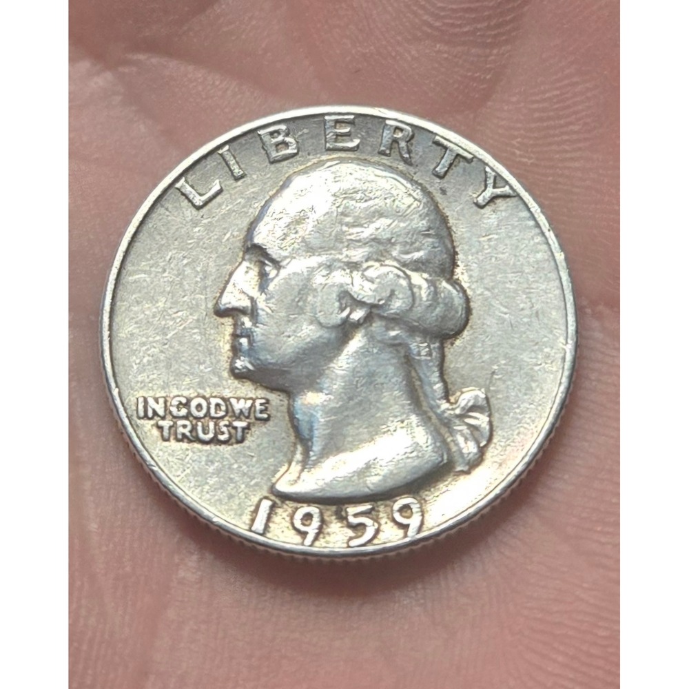 1959 D Washington Quarter 90% Silver US Coin Denver Mint Vintage Currency